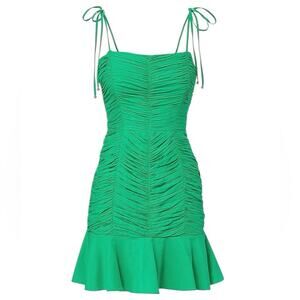 Veronica Beard Biel Ruched Cotton Green Mini Dress size 2